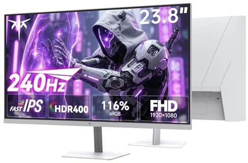 KTC 24 Inch 240Hz Gaming Monitor,1080P PC Computer Monitor FHD, Fast IPS Panel, HDR 400, Adaptive Sync, 1ms(MPRT), 116% sRGB, HDMI Display Port, Eye Care, VESA Mount, White H24F7