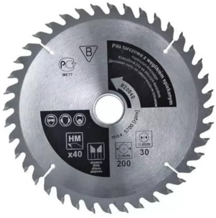 pokm toolsmarket - ⌀200mm x 16mm Sägeblatt für Holz mit 40 HM-Zähnen (Widia) TCT-Sägeblatt für Holz Holzsägeblatt Kreissägeblatt