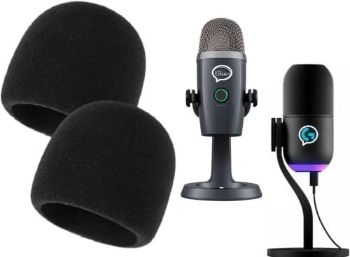ZHHSUNY 2PCS Microphone Foam Cover Windshield Accessories, Compatible with Logi-tech G Yeti GX RGB Dynamic Game Microphone Blue Yeti Replacement Mic Foam Cover