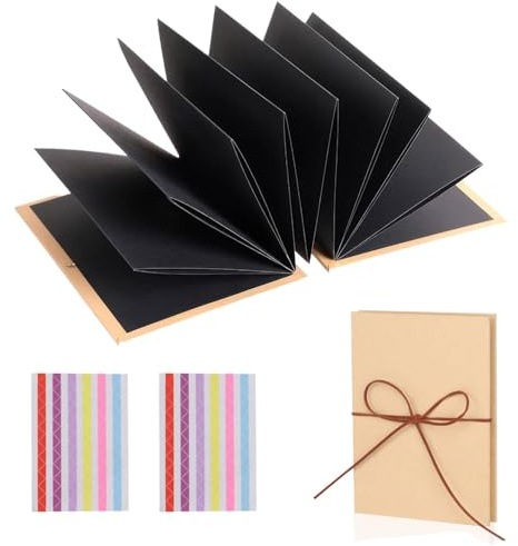 Álbum de Fotos de 8 Pulgadas,Mini Álbum de Recortes Scrapbook DIY con Plegado Acordeón en Papel Kraft,Libro de Memoria para Proyectos Creativos,Regalo Personalizado para Cumpleaños (Negro)