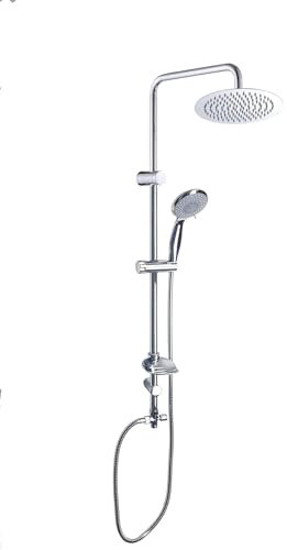 set tubo asta saliscendi colonna doccia AQUArelax ISLA RQ s-mix acciaio inox soffione tondo 20