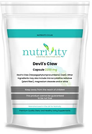Devils Claw 2200mg Vegan Capsules | High Strength Anti Inflammatory Herbal Supplement | | Joint, Back & Muscle Support | Halal | 4 Months Supply | UK Made GMP | Nutrivity