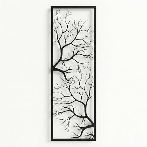 DEKADRON Metallwandkunst Baum Wanddekoration 40x118 cm Schwarz