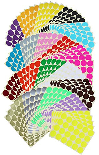 LJY 2400 Round Dot Stickers 32 mm, 20 Colours, 100 Sheets | 100 sheets and 20 colours with 2400 round dots in total; 32 mm diameter