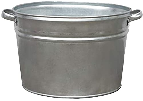 Storm's Gartenzaubereien Zinkwanne rund 22 Liter – wasserdicht & robust stabile Metallgriffe als Pflanzkübel oder Miniteich nutzbar, verzinkt