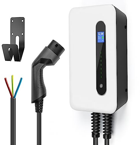 Stazione di Ricarica per Veicoli Elettrica 32A 7,4KW Wallbox Monofase Colonnina Ricarica Auto Elettrica 6M Cavo con Display, Spina Terminale Auto Tipo 2 per Veicoli Elettrici e Veicoli Ibridi Plug-in