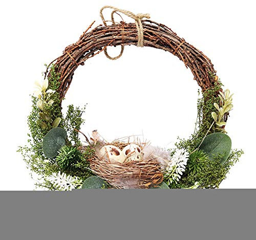 YAOTT künstlicher Eukalyptus-Kranz Vogelnest Simulationskranz,Osterdekorationen Türanhänger Frühlingskranz Handgemachte Tür Kranz Girlande für Wanddekoration 2 25 * 7.5 * 24.5cm