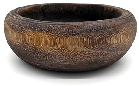 CVHOMEDECO. Primitifs Bol en bois massif fonctionnel et de collection Bol rond en bois sculpté à la main pour servir des noix, des snacks, des fruits ou des décorations d'appoint, 22,9 cm