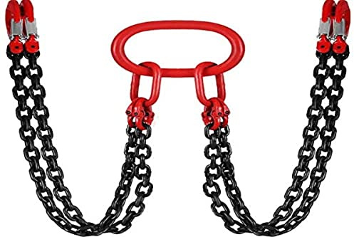 MOH Catene di Sollevamento a 4 Gambe Lunghezza, 5T 1,5m Imbracatura per Catena di Sollevamento in Acciaio Legato da Carico Utile 11023 LBS con Gancio a Forcella