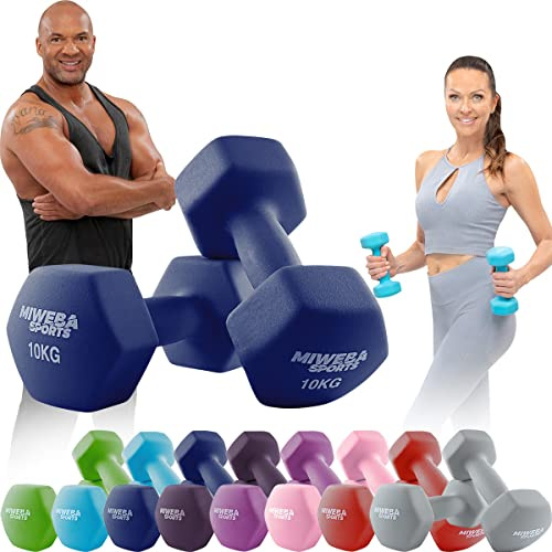 Miweba Sports Neopren Hantelset NKH100 | 0.5-10 kg (2X 10.0 kg, Königsblau)