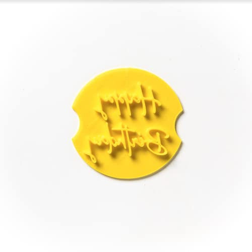 The Cookie Cutter Hub Happy Birthday Embosser/Stamp for Cupcakes Fondant Icing Clay Cake Baking Decoration