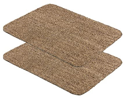 Astra Schmutzfangmatte innen waschbar 2er Set 40x60 cm – Sauberlaufmatte beige 100% Baumwolle Türmatte - Entra SAUGSTARK - rutschfeste Fußmatte pflegeleicht