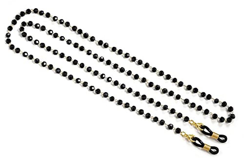 Brillenkette Brillenband Bunte Perlen Brillenband Face Lanyard Anti-Rutsch Damen Halskette Für Brillen Brillenketten Schwarz
