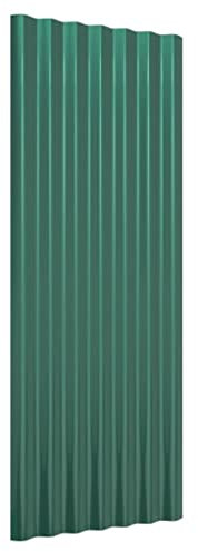 vidaXL Roof Panels - 12 pcs, Powder-Coated Steel, Weather-Resistant, Green, 100x36cm - Suitable for Sheds, Stables, Commercial Buildings & Mobile Homes