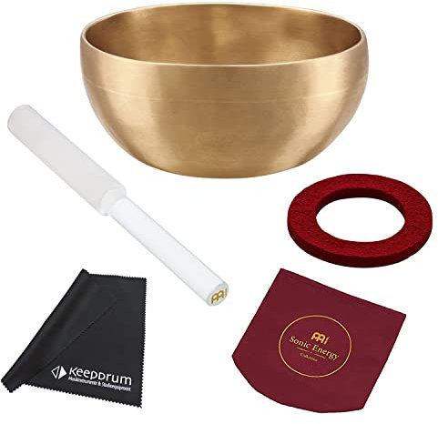 Meinl Sonic Energy SB-U-400 Universal Serie Bronze Klangschale Singing Bowl für Meditation Yoga + Klangschalen-Reiber + keepdrum Mikrofasertuch