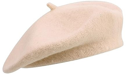 NOKDAL Französischen Beret Damen Wolle Baskenmütze Barrett Mütze Klassishe Basken Mütze Mode Barette Mütze Aprikose KüNstler WintermüTze Barett Franzosen für Frühling Herbst Winter58cm