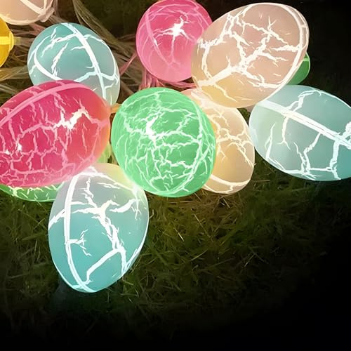 Easter Egg Decorations,1.5M Easter Themed Hanging Eggs String Fairy Lights With 10Pcs Colorful Eggs Waterproof Decorative LED Hanging Lamp Decoration For Home Easter Tree Up Stairs Lawn Garden Party