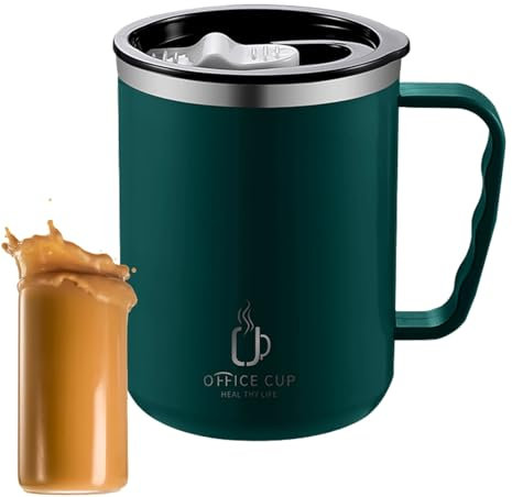 Taza térmica de viaje de 500 ml, taza térmica de acero inoxidable, vaso de café reutilizable con asa y tapa, taza portátil aislada a prueba de fugas para bebidas, café, té, cerveza