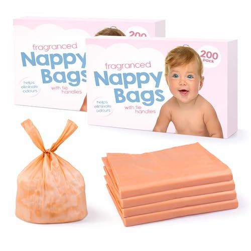 400 bolsas para pañales coloreadas con asas de cierre, perfumadas para eliminar olores, duraderas y a prueba de fugas, ligeras y perfectas para bolsas de viaje de bebés
