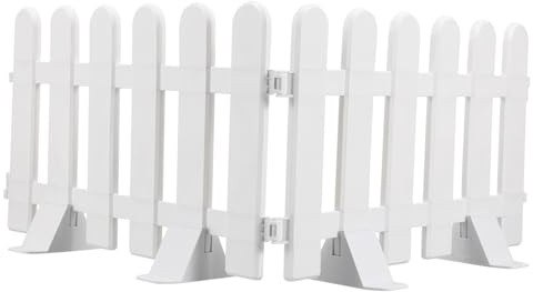Happyyami 2 Pièces Clôture De Jardin avec Bases Clôture en Plastique Blanc Bordures De Clôture De Jardin Parterres De Fleurs De Pelouse Bordures De Plantes Portes D'allée De Jardin pour