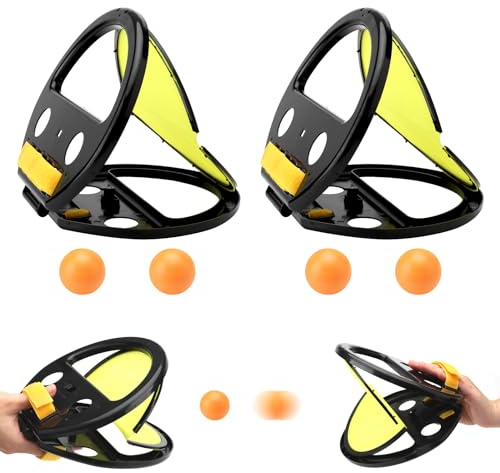 Juego de lanzar y atrapar Pelota, Juego de Pelota con Velcro para atrapar y lanzar, Juego de atrapar Pelotas Pesca, Juguetes de Playa, Outdoor Yard Games Niños Mayores de 3 años 2 Racket 4 Ball
