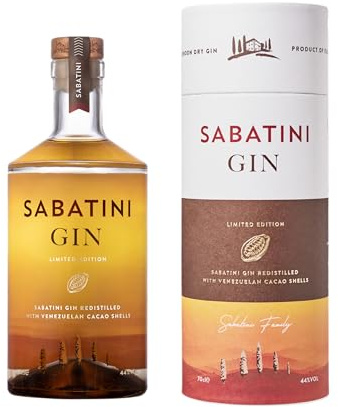 Sabatini Gin, Venezuela, 700ml, Note di Cacao Venezuelano, Floreali e Speziate, con Ginepro, Iris Fiorentino, Lavanda, Gin Artigianale Toscano, Ideale per Espresso Bliss Premium, Idea Regalo, 44% Vol