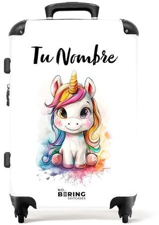 NoBoringSuitcases.com Kinderkoffer, Koffer Personalisiert, Kinderkoffer Mädchen, Koffer Groß, Koffer Kinder, TSA, Reisekoffer Kinder, Reisekoffer Groß, Koffer Mittelgroß (Einhorn - Weiß, 67 cm - 72 L)