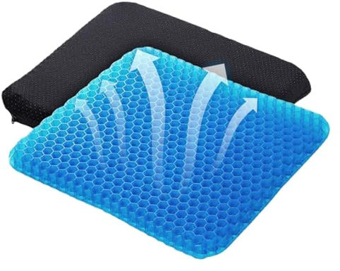 Orthopaedic Gel Seat Cushion,Non-Slip Pillow Back Support Cushion,Sciatica Tailbone Pain Relief,Honeycomb Coccyx Cushion with Cloth Cover,Gel Orthopaedic Ergonomic Cushions for Home Office (38cm)