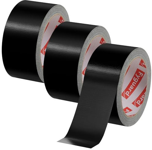 Fyguard 3 Rotoli Nastro Adesivo Impermeabile, 48mm x 18m Nastro per Riparazioni Nero 210μ Nastro Ripara Perdite Acqua per Riparazioni Interne ed Esterne Fissaggio Raggruppamento