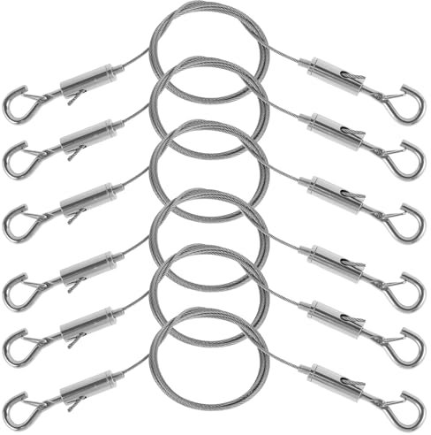 6 Stück Fotodrahtseil 1m Fotokette Edelstahl 304 30 kg Tragfähigkeit Fotoleine Kein Werkzeug Erforderlich Fotoseil Stahlseil Fotos Aufhängen zum Aufhängen Foto Postkarten (6)