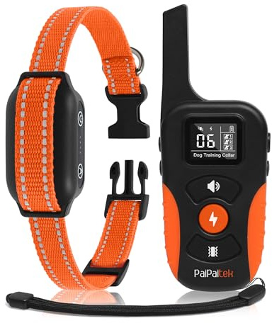 PaiPaitek Bark Activated Shock Collar with Remote - Automatic Bark and Training Collar Combo 3300ft Range, Bark Shock Collar for 40-150lbs Medium Large Dogs - IPX7 Waterproof