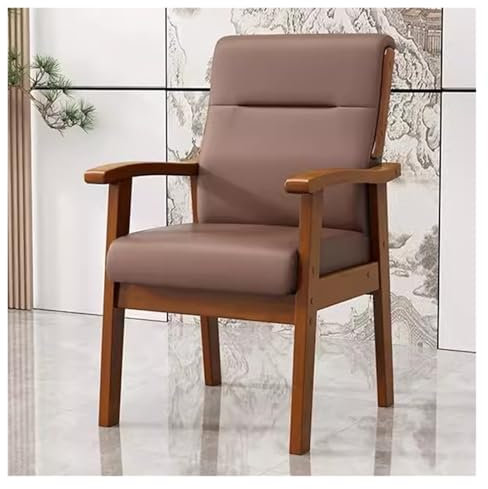 WIGSELBL Accent Tub Chair Ledersessel mit Holzrahmen, bequemer gelegentlicher Lesesessel, Seitenstühle für Wohnzimmer, Lounge, Sofa, Stuhl für Schlafzimmer (braun)