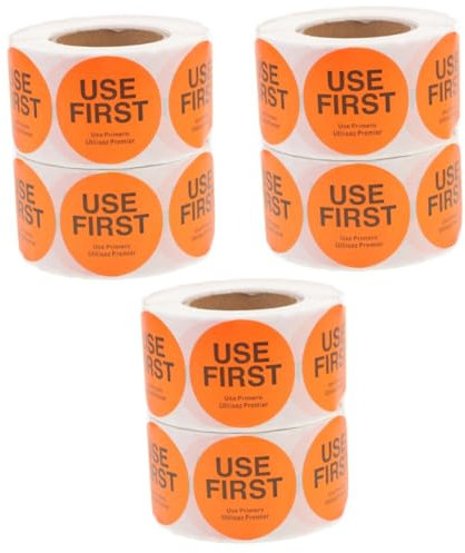 NUOBESTY 6rollen Use First Aufkleber Für Lebensmittelkennzeichnung Selbstklebende Runde Etiketten Für Restaurants Und Küchen Zur Einfachen Organisation Und Lagerkontrolle Sticker