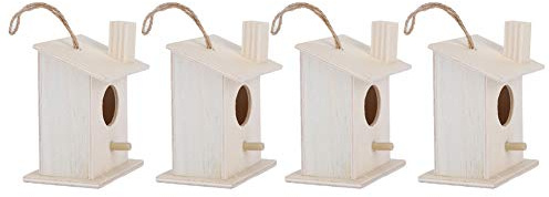 Lot de 4 Nichoirs Créatifs en Bois pour Décoration de Jardin – Ensemble de Nids d'oiseaux en Bois Massif Naturel pour la Maison et l'extérieur – pour Les Petites Figurines