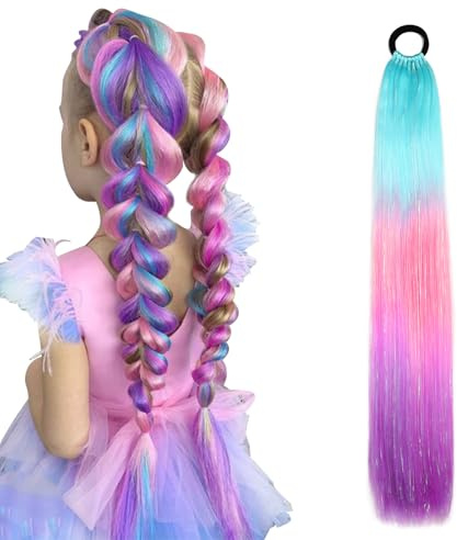 JSTHHTT Queue de Cheval Extension, Meche Cheveux Couleur, Ponytail Cheveux Hair Extensions, Extension de Cheveux Colorés de 66cm, queue de cheval colorée dégradée pour filles et femmes
