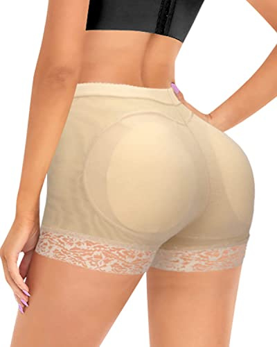 FXTYK Calzoncillos cortos para mujer Butt Lifter con acolchado para realzar la cadera, bragas cortas, push up hip dip pads Shapewear Bragas | moldeador de cuerpo, albaricoque, XL