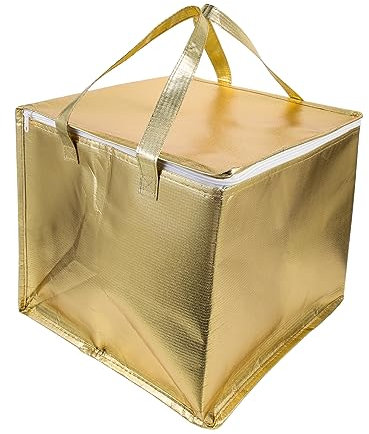 ULTECHNOVO Insulated Food Bag Large Thermal Food Pouch with Handle Design 8-inch Gold Zipper for Takeout and Grocery Shopping