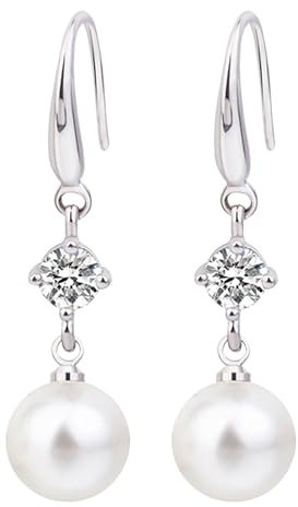 Perlenohrringe Ohrstecker Silber 925 Damen Weiße Ohrstecker Ohrringe Perlenohrstecker Vintage Damenschmuck Bekleidungs Accessoires Schmuck Geschenke für Frauen Mädchen