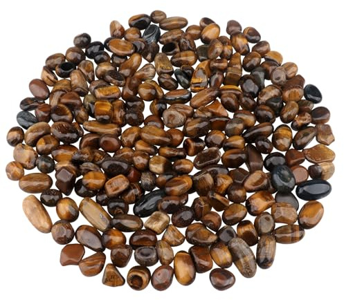 Piedras naturales de 0,4 kg para acuario, grava de relleno para macetas de plantas suculentas, piedras decorativas trituradas, cuarzo suelto, forma irregular, ojo de tigre
