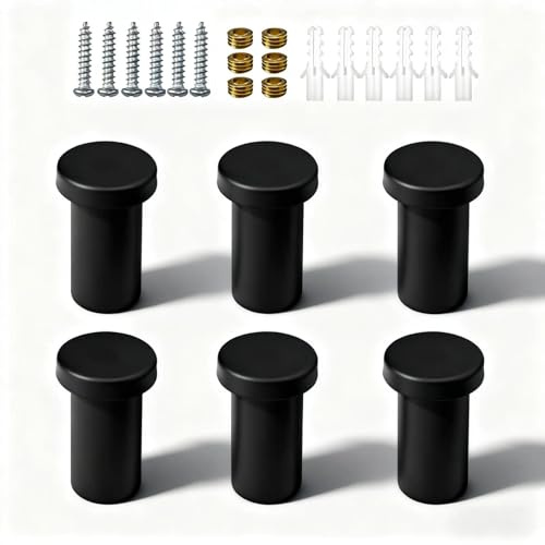 txuzong 6 Pièces Crochets Muraux en Acier Inoxydable 36mm - Patères Rondes Noir Mat pour Serviettes, Salle de Bain & Cuisine - Accroche Solide et Style Moderne