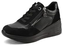 QUEEN HELENA Baskets Hautes Femme Baskets avec Compensées X33-29, Noir , 38 EU