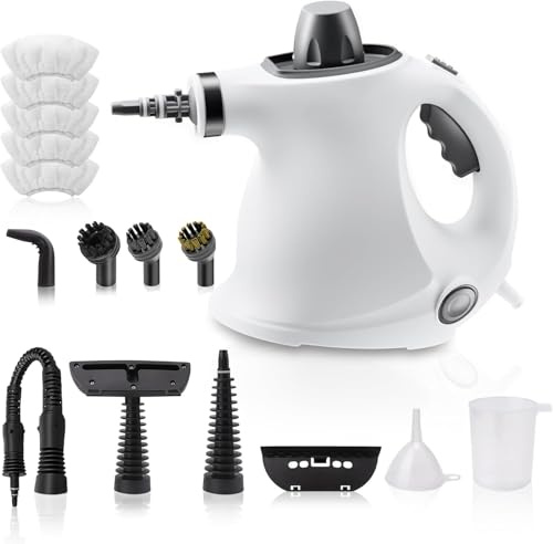 Handdampfreiniger, 250ml Druck-Mehrzweckdampfreiniger mit 12-teiligem Zubehör, chemikalienfreier Dampfreiniger für den Heimgebrauch, Reinigung von Böden, Fliesen, Fenstern, Sofas