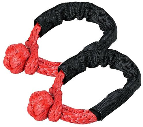 DQZRTUECA Corde de remorquage synthétique à Manille Souple, 1/2 Pouce, 17270 kg, 2 pièces, Multicolore(Red)