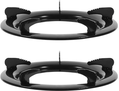 BUGUUYO 2 pièces Support Rond pour Cuisinière à Gaz Noir Accessoire Antidérapant pour Poêle et Wok Étagère Résistante pour Cuisine Domestique et Professionnelle