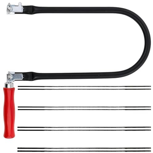 YOFDAL Scie à Chantourner Manuelle en U 5 Pouces, 8 lames Incluses, Pour Métal et Bois, Scies Fines pour le Travail du Bois, Utilisées pour les Coupes Courbes