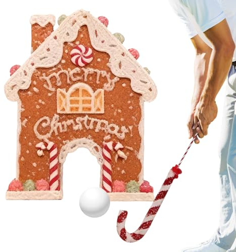 Gioco da golf per bambini, giochi di Natale interattivi in legno, gioco da golf con palline e bastone di caramella, per famiglia adulti feste di compleanno all'aperto