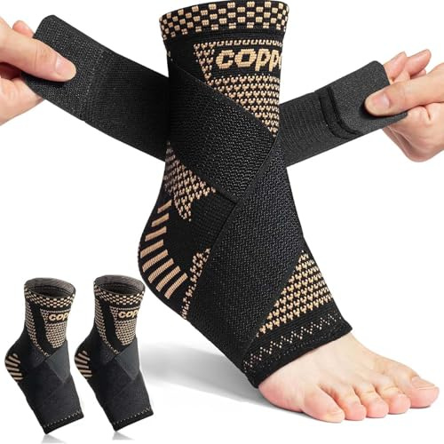 Ankle Brace 2 Pack,Adjustable Ankle Support with Strap for Sprained Ankle,Ligament Damage, Achilles Tendonitis & Plantar Fasciitis Relief for Men & Women,Daily Breathable Compression Sleeve(Black),XL