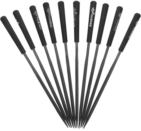 GALPADA Set Lime Metalliche Triangolari 3X140Mm in Acciaio Inox 10 Pezzi Impugnatura Ergonomica per Lavorazione e Lucidatura Metalli Utensili Manuali per Meccanici Gioiellieri e