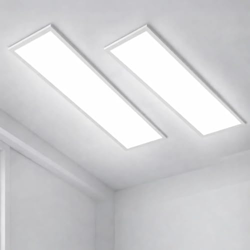 2 Stück LED Panel Deckenleuchte 120x30cm 40W 4400lm Dimmbar CCT 3000K-6500K | Flimmerfrei, Deckenlampe mit Fernbedienung, Nachtlicht, Timer - Ideal für Büro, Wohnzimmer, Werkstatt