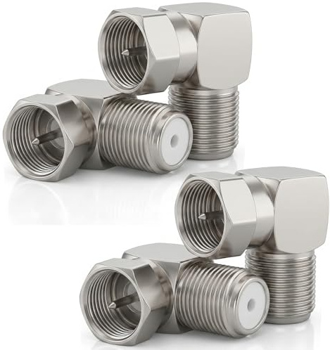 4 Stück F Stecker Winkel,Antennenstecker,Sat Winkelstecker 90 Grad,Antennenkabel Adapter, Sat Kabel Winkelstecker, F-Winkel Stecker, Winkeladapter für Antennenkabel Satellitenkabel Koaxialkabel